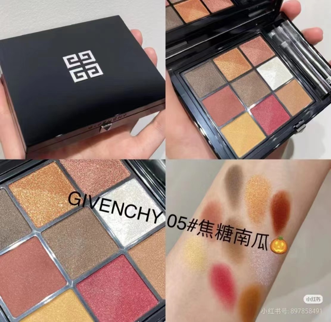 NO:811049,Givenchy nine color eye shadow 2 trays 8g!  Color number 05# caramel pumpkin, 09# rose champagne., makeup, givenchy19860909纪梵希九色眼影2盘8g！色号05#焦糖南瓜,09#玫瑰香槟.,彩妆,givenchy,accessory