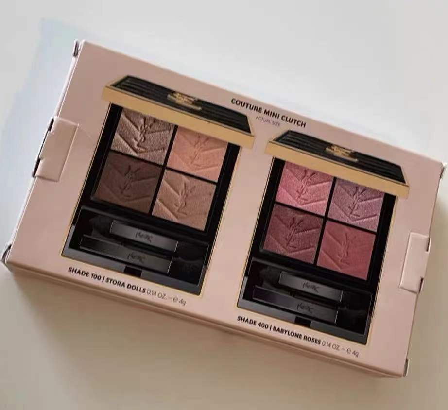 90. Paleta de sombras de ojos de cuatro tonos YSL en cuero negro, set de dos piezas 🔜 Calidad 1:1❗ Caja de dos piezas …