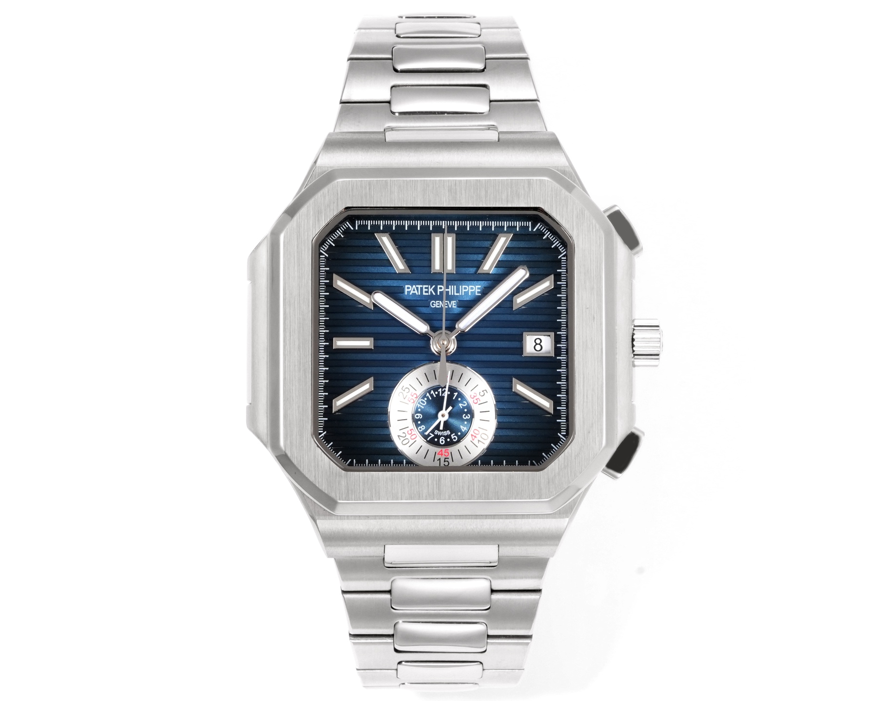 NO:850254,Platinum 3K exclusive Nautilus TV, which took 14 months to develop, with real functions and seconds!  3K Factory shockingly launches the V1 version of the Patek Philippe Nautilus/1A-014 multi-function chronograph watch, with real small seconds and real functions!  [Case] The size of the watch is 44 mm. The pillow-shaped case, which is the same as the original one, adopts a combination of two processes: front brushing and side polishing. It has a clear sense of layering and full texture. It shows exquisite craftsmanship. [Strap] It is made with original straps one to one, and the center of each strap is  The polished parts can all show the shape of diamonds, showing the high-end texture. [Movement] 3K factory uses a customized version of PP.CH28-520 movement, which perfectly restores the original product, hours, minutes, seconds, date, and chronograph large seconds functions. 3K ingenious work, welcome all watch friends to appreciate it!  ,,patek philippe19860909白 金 3K独家鹦鹉螺电视机,耗时14个月研发,真功能,真小秒！3K工厂震撼推出——百达翡丽鹦鹉螺/1A-014多功能计时腕表V1版本,真小秒、真功能！【表壳】腕表尺寸44毫米,同正品一致的枕型表壳采用正面拉丝,侧面抛光的两种工艺组合,层次感分明,质感十足.尽显精湛工艺.【表带】采用原装表带一比一量身打造,每节表带的中央抛光部位,都能呈现钻石的形状,尽显高级质感.【机芯】3K厂采用定制版PP.CH28-520机芯,完美还原正品,时分秒,日期,和计时大秒功能.3K匠心之作,欢迎各位表友品鉴！,,patek philippe,Watch