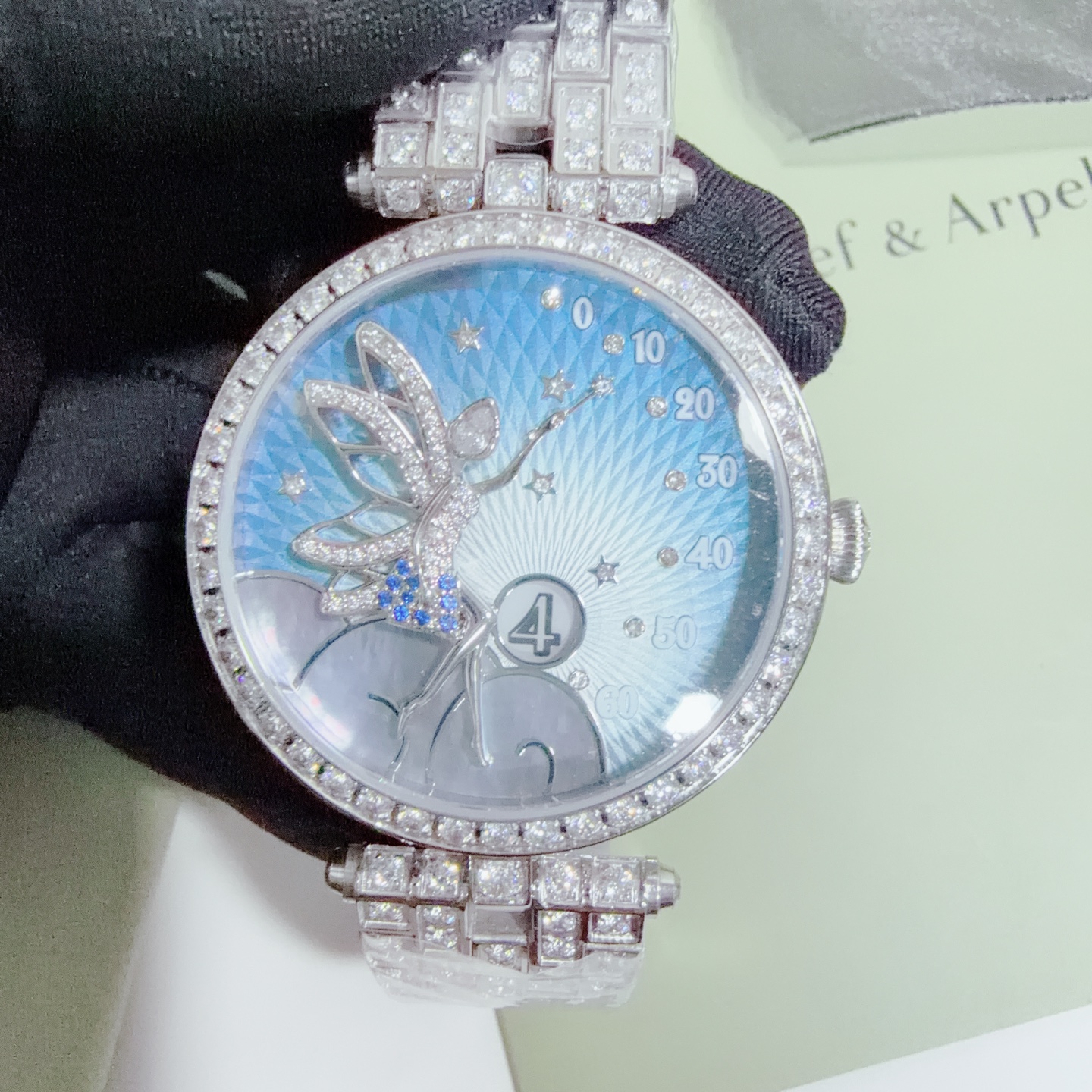 NO:726713,Produced by Sophie ~ Angel ~ Van Cleef ~ Side diamond steel band, van cleef19860909苏菲出品～天使～梵克雅宝～侧面钻钢带,,van cleef,Watch