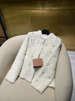 MiuMiu Clothing Coats & Jackets Silver Embroidery Cashmere Knitting Lambskin Sheepskin Winter Collection