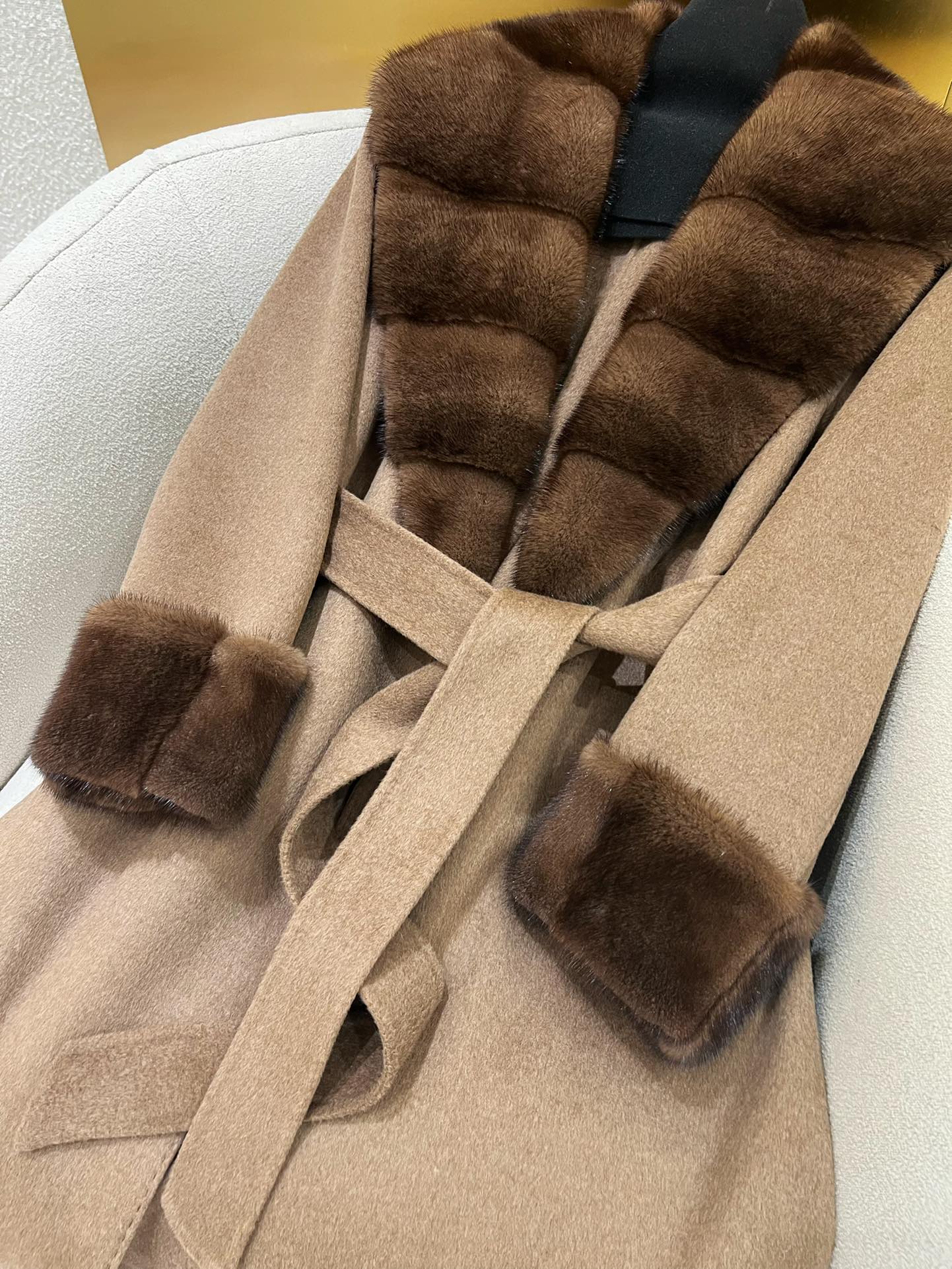 Elegant Mink Collar Cashmere Wool Coat | Luxurious & Warm, Various Sizes 7 i1723982683 7276 4