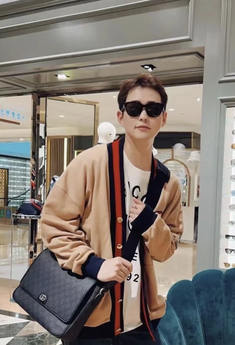 Gucci Ophidia series messenger bag, double GG with imported cowhide, official 761741 dark blue