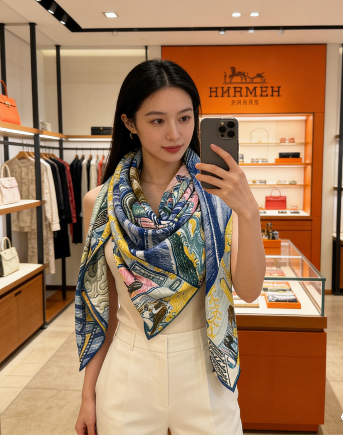 顶级丝绒双面，手工卷边丝绒双面方巾（30%真丝70%羊绒）丝绒双面印花方巾！ 尺寸：140*140厘米 