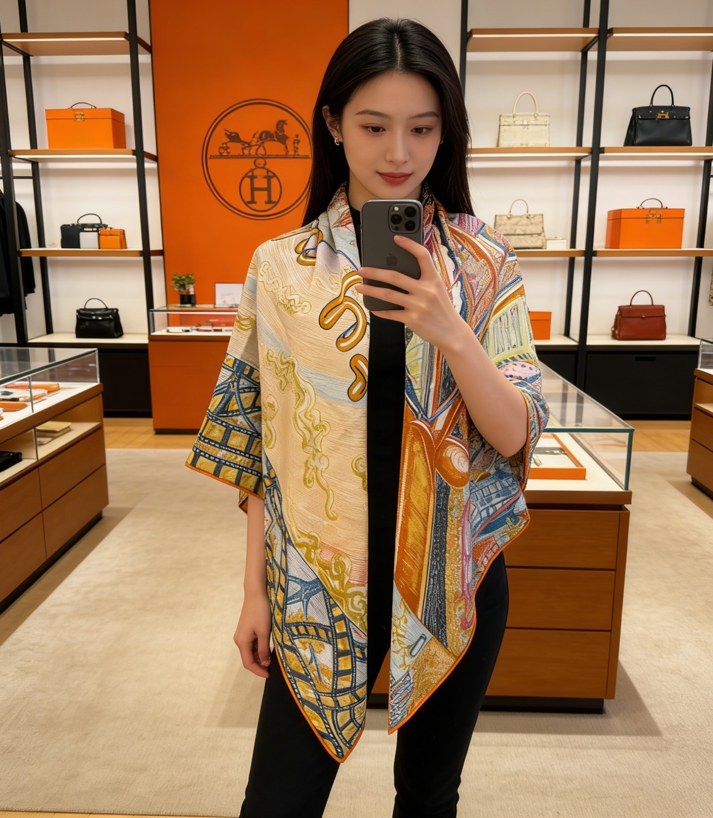 顶级丝绒双面，手工卷边丝绒双面方巾（30%真丝70%羊绒）丝绒双面印花方巾！ 尺寸：140*140厘米 