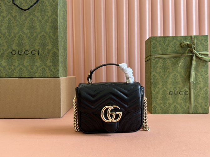 Gucci Marmont Mini Handbag, Black Leather with Gold-toned Hardware 1 Gucci Marmont Mini Handbag, Black Leather with Gold-toned Hardware