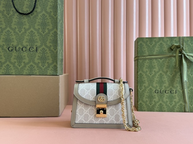 Gucci Ophidia Mini Shoulder Bag Beige PVC Leather with Gold Hardware 1 Gucci Ophidia Mini Shoulder Bag Beige PVC Leather with Gold Hardware