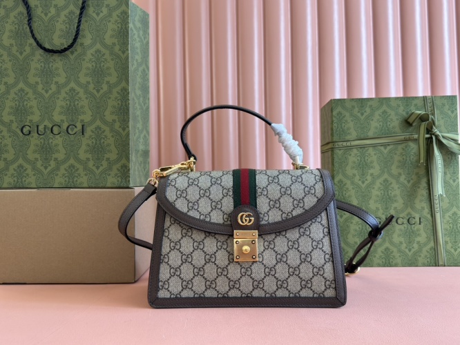 Gucci Ophidia GG Small Top Handle Bag with Web Stripe and Double G Hardware