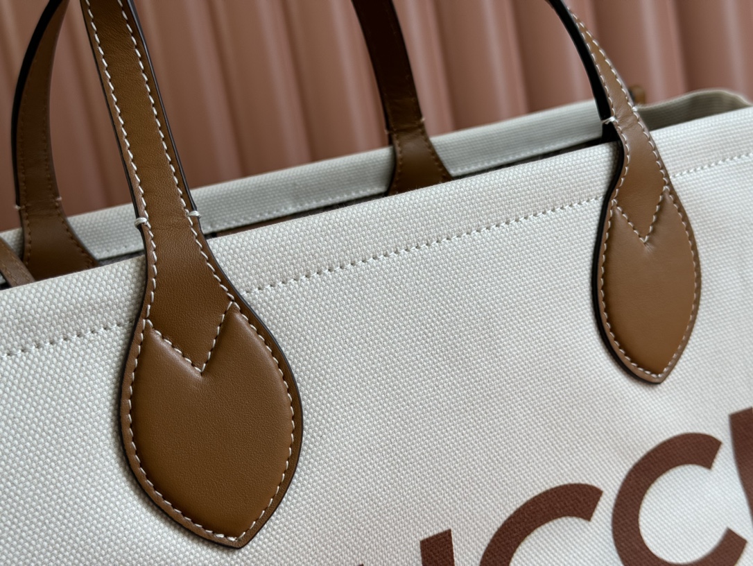 Gucci White and brown leather canvas tote everyday