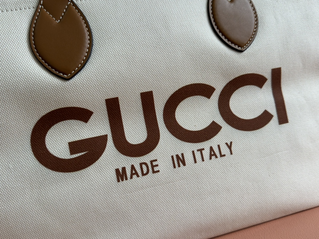Gucci White and brown leather canvas tote everyday