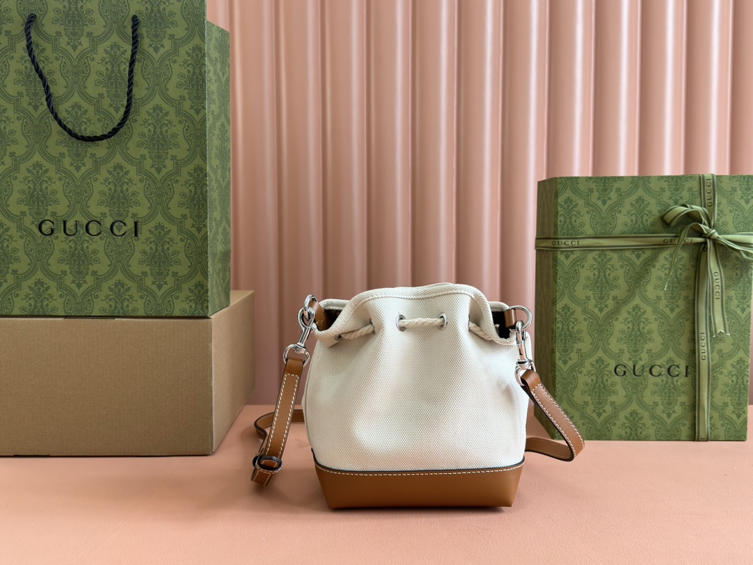 Gucci Beige canvas with brown leather trim crossbody everyday