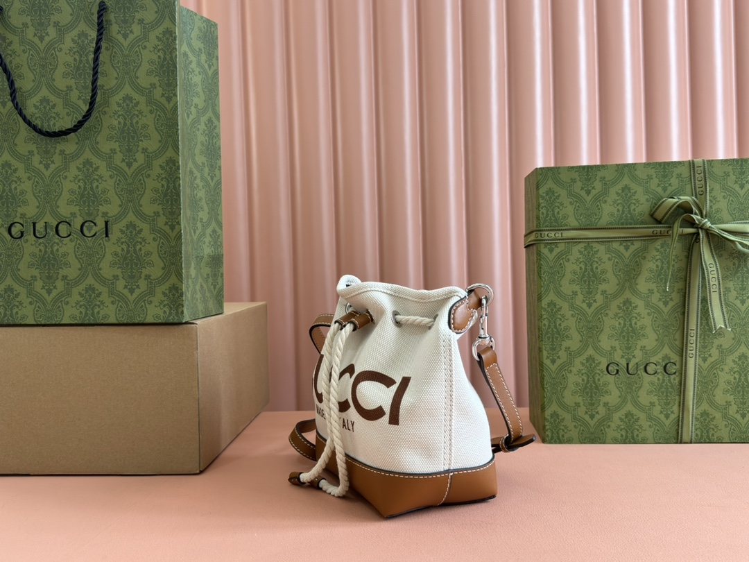 Gucci Beige canvas with brown leather trim crossbody everyday
