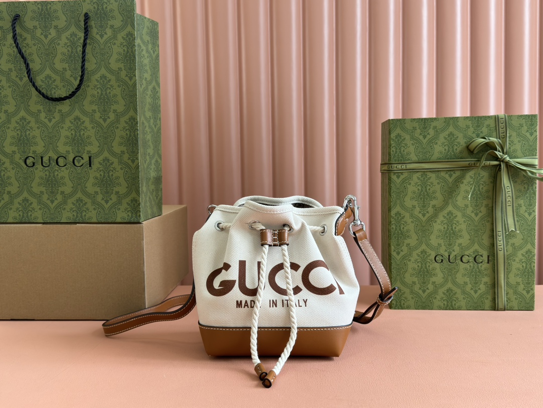 Gucci Beige canvas with brown leather trim crossbody everyday