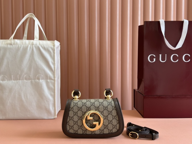 Gucci Mini Bag with Interlocking G, Brown Leather Trim, Two Straps Included