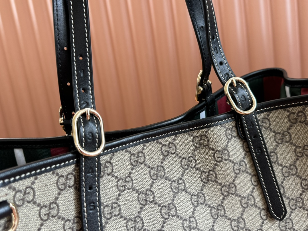 Gucci Ophidia GG Supreme beige ebony with black leather trim tote everyday