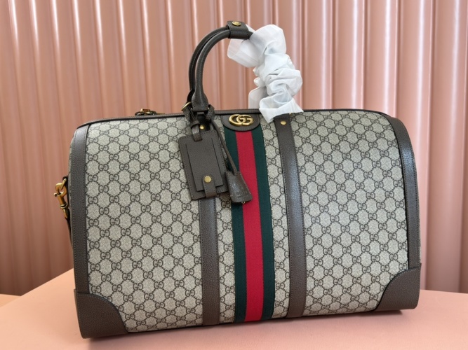Gucci Duffle Bag GG Supreme Bowling Bag, Brown PVC, 52x30x29cm 1 Gucci Duffle Bag GG Supreme Bowling Bag, Brown PVC, 52x30x29cm