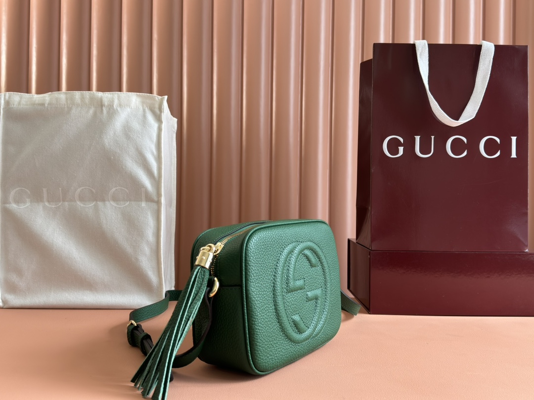 Gucci Soho Camera Bag - Classic Double G Logo, Green Leather Crossbody 4 i1730024633 6351 6