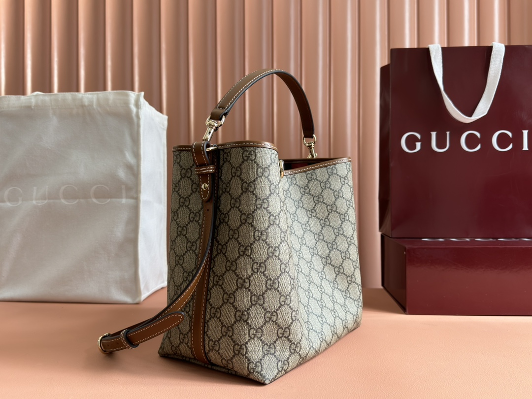 Gucci GG Emblem Beige GG canvas with brown leather crossbody everyday