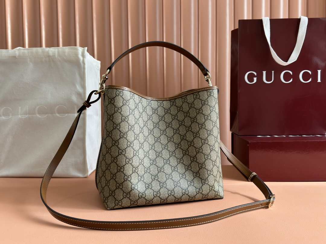 Gucci GG Emblem Beige GG canvas with brown leather crossbody everyday