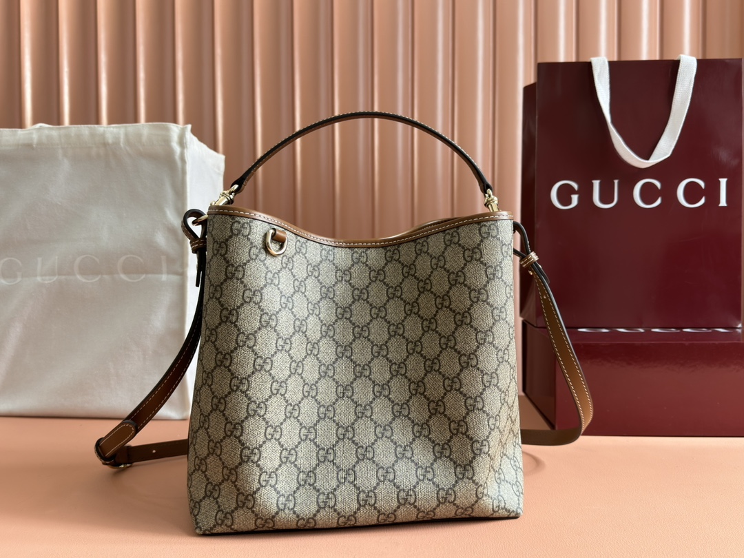 Gucci GG Emblem Beige GG canvas with brown leather crossbody everyday