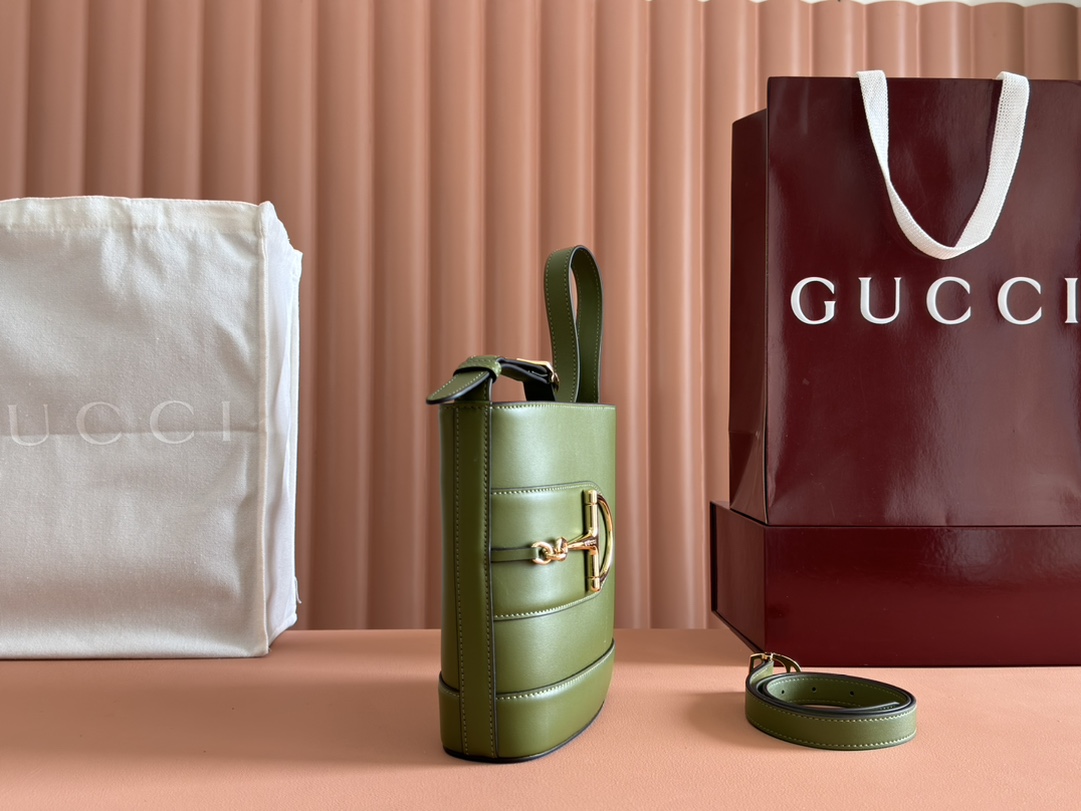 Gucci 1955 Horsebit Bucket Bag Olive Green mini shoulder everyday
