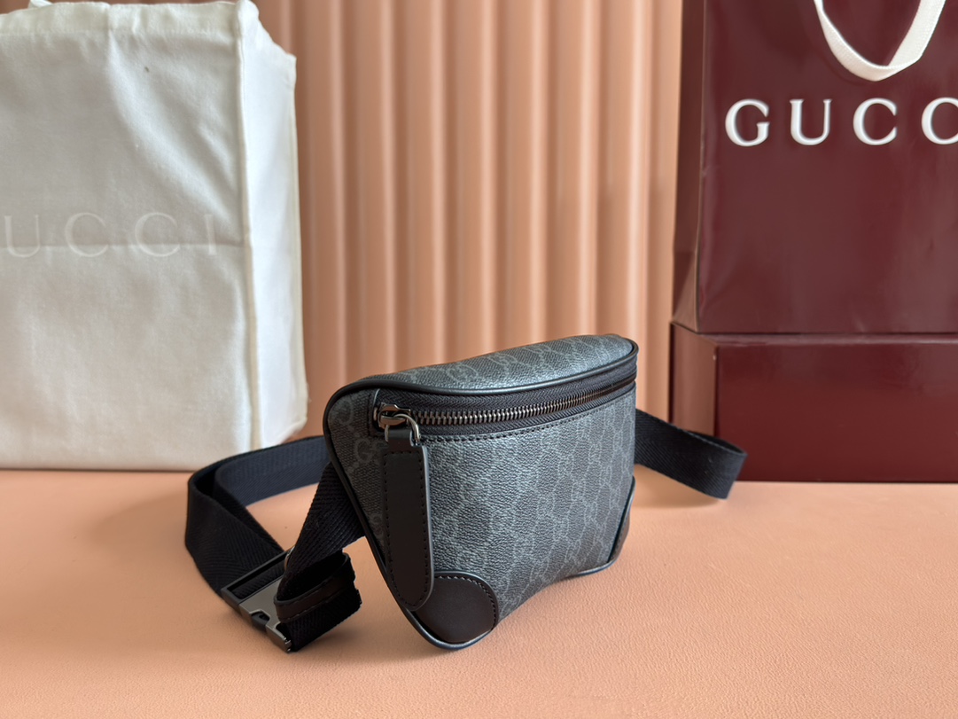 Gucci Monogram Belt Bag - Black Coated Fabric, Leather Trim 4 i1743147625 1831 3