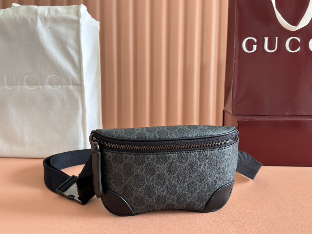 Gucci Monogram Belt Bag - Black Coated Fabric, Leather Trim 2 i1743147625 9041 0