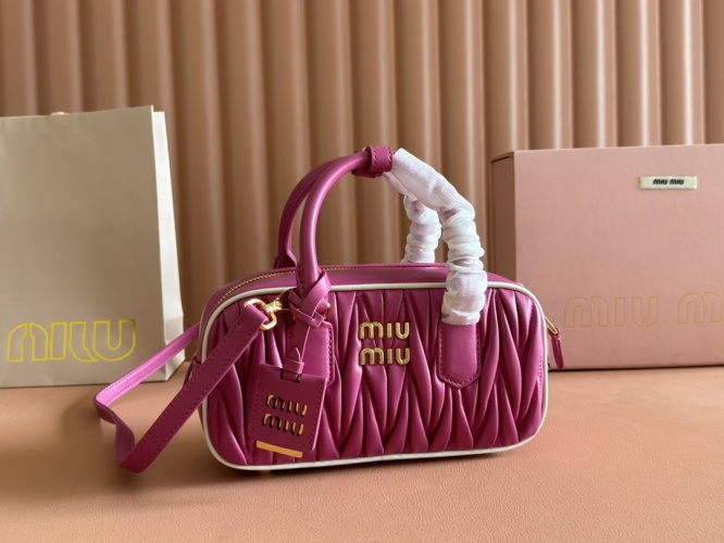 Miu Miu Arcadia Leather Top Handle & Crossbody Bag - Fuchsia