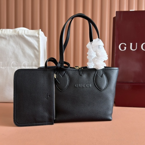 Gucci Totissima Reversible Tote Bag in Black Grained Leather & Beige Canvas 1 Gucci Totissima Reversible Tote Bag in Black Grained Leather & Beige Canvas