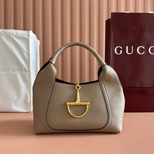 Gucci Softbit Leather Shoulder Bag with Horsebit Detail - Khaki 1 Gucci Softbit Leather Shoulder Bag with Horsebit Detail - Khaki