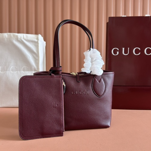 Gucci Totissima Reversible Tote Bag - Leather & Canvas, 21 cm, Burgundy 1 Gucci Totissima Reversible Tote Bag - Leather & Canvas, 21 cm, Burgundy