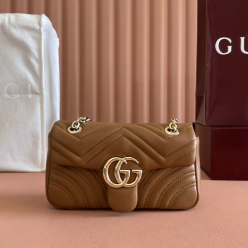 Gucci Marmont Small Shoulder Bag Brown Leather with Gold-toned hardware