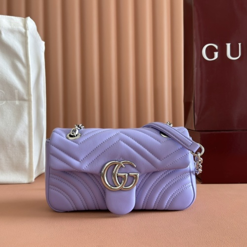 Gucci Marmont Mini Shoulder Bag Lilac Leather, Classic Double G Closure