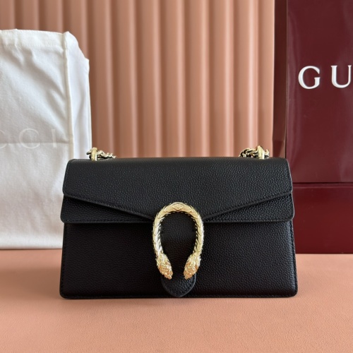 Gucci Leather Shoulder Bag with Double Tiger Head Lock - Black 1 Gucci Leather Shoulder Bag with Double Tiger Head Lock - Black