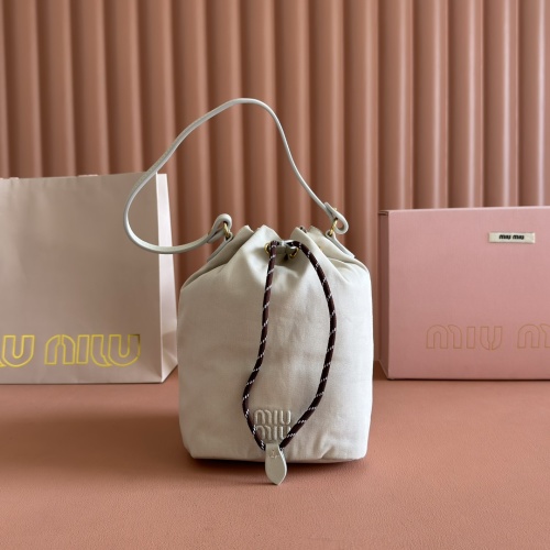 Miu Miu Canvas Bucket Bag with Braided Drawstring - Stylish & Versatile