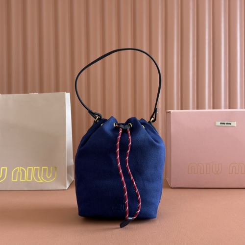 Miu Miu Canvas Bucket Bag with Braided Drawstring - Stylish & Versatile 1 Miu Miu Canvas Bucket Bag with Braided Drawstring - Stylish & Versatile