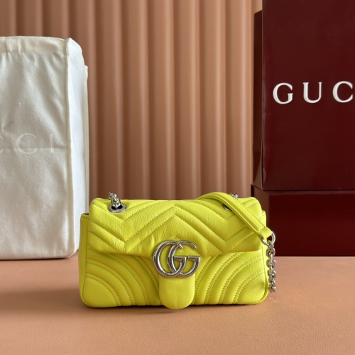 Gucci Marmont Small Shoulder Bag - Yellow Leather, Silver-Tone Hardware