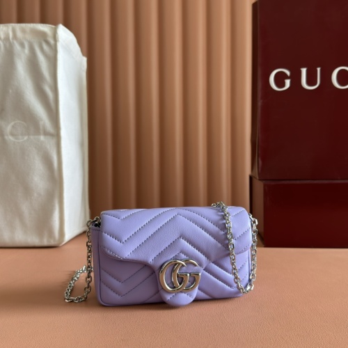 Gucci Marmont Mini Bag - Purple Leather with Silver Hardware 1 Gucci Marmont Mini Bag - Purple Leather with Silver Hardware