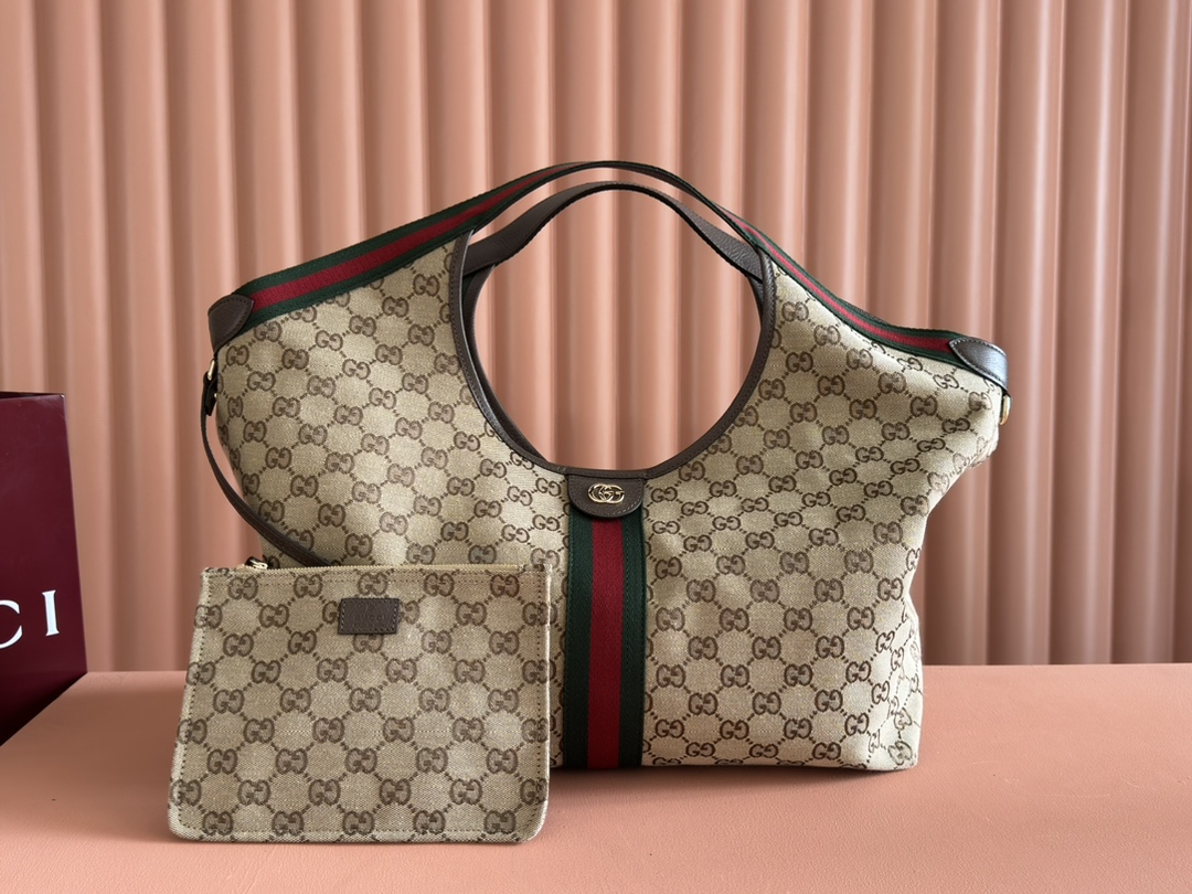 Gucci Giglio Large Tote Bag in Beige and Brown GG Canvas with Pouch 2 i1749810152 5212 4