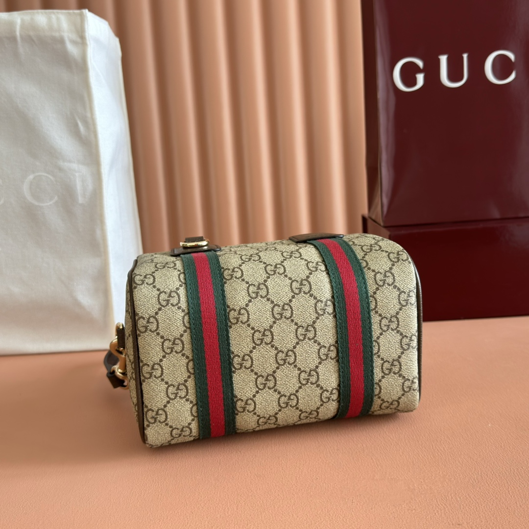 Gucci Mini Duffle Bag in Beige and Dark Brown Gucci Letter Pattern Canvas 5 i1751368371 7068 1