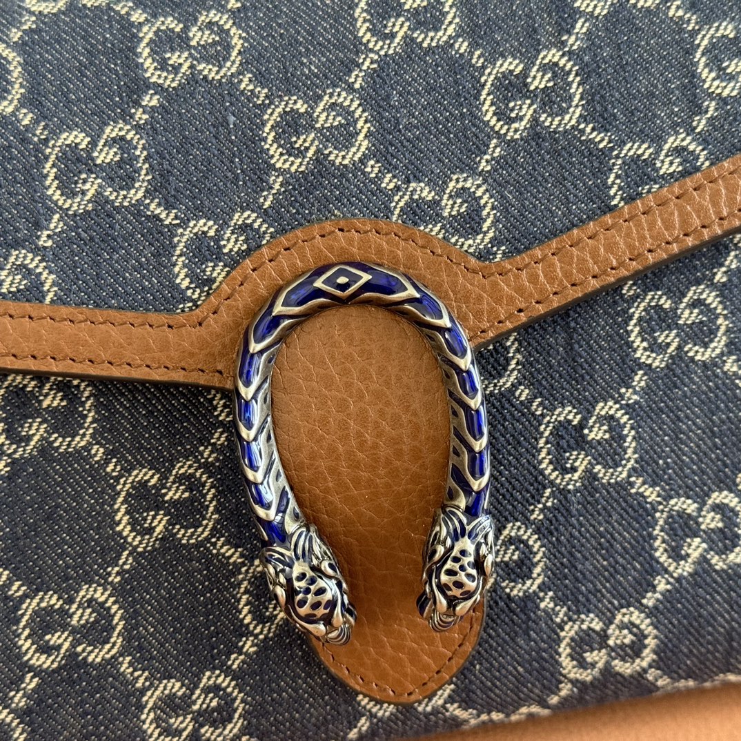 Gucci Dionysus Blue GG Supreme canvas with brown leather trim 20x13 5x4cm shoulder everyday