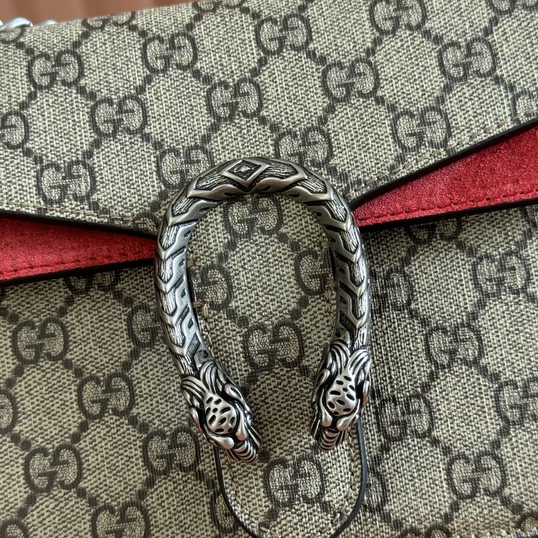 Gucci Dionysus 421970 GG Supreme with red suede 20 15 5 5cm crossbody everyday