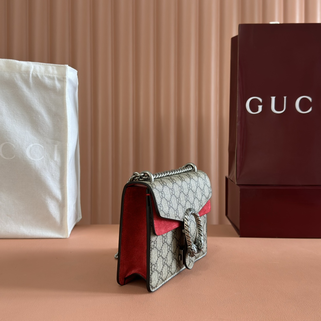 Gucci Dionysus 421970 GG Supreme with red suede 20 15 5 5cm crossbody everyday