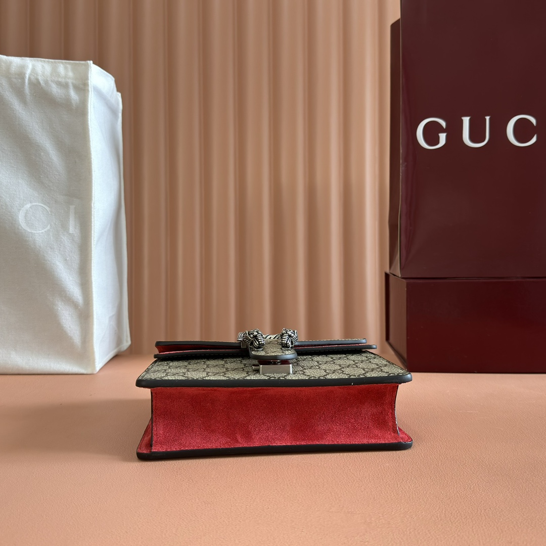 Gucci Dionysus 421970 GG Supreme with red suede 20 15 5 5cm crossbody everyday