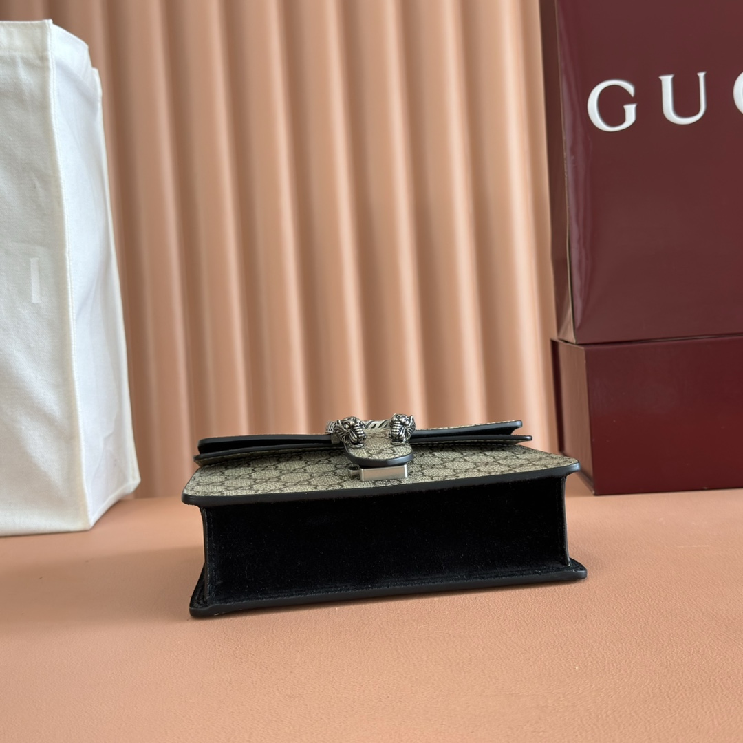 Gucci Dionysus Beige Ebony GG Supreme with black suede trim 20x15 5x5cm shoulder everyday
