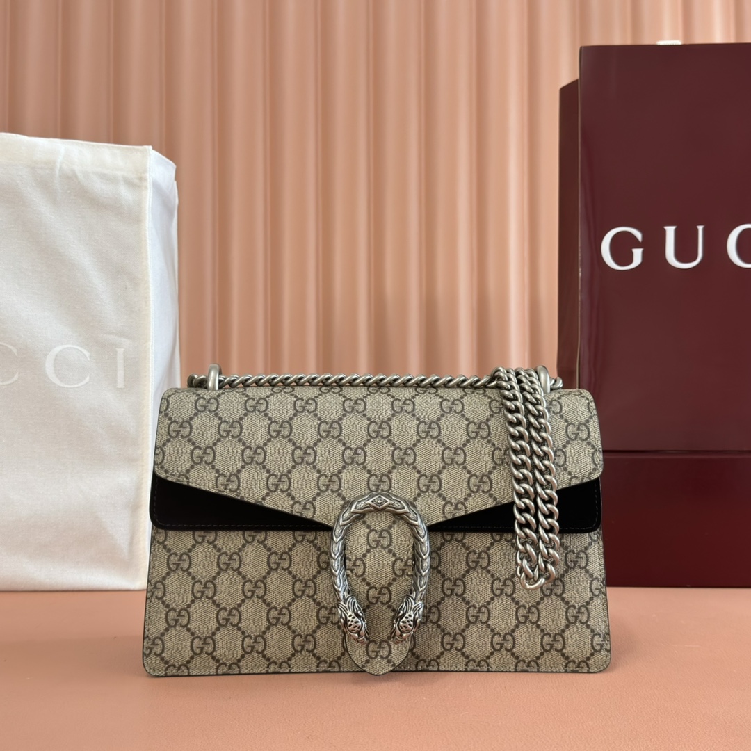 Gucci Dionysus GG Supreme beige ebony with black trim 28 18 9cm shoulder everyday
