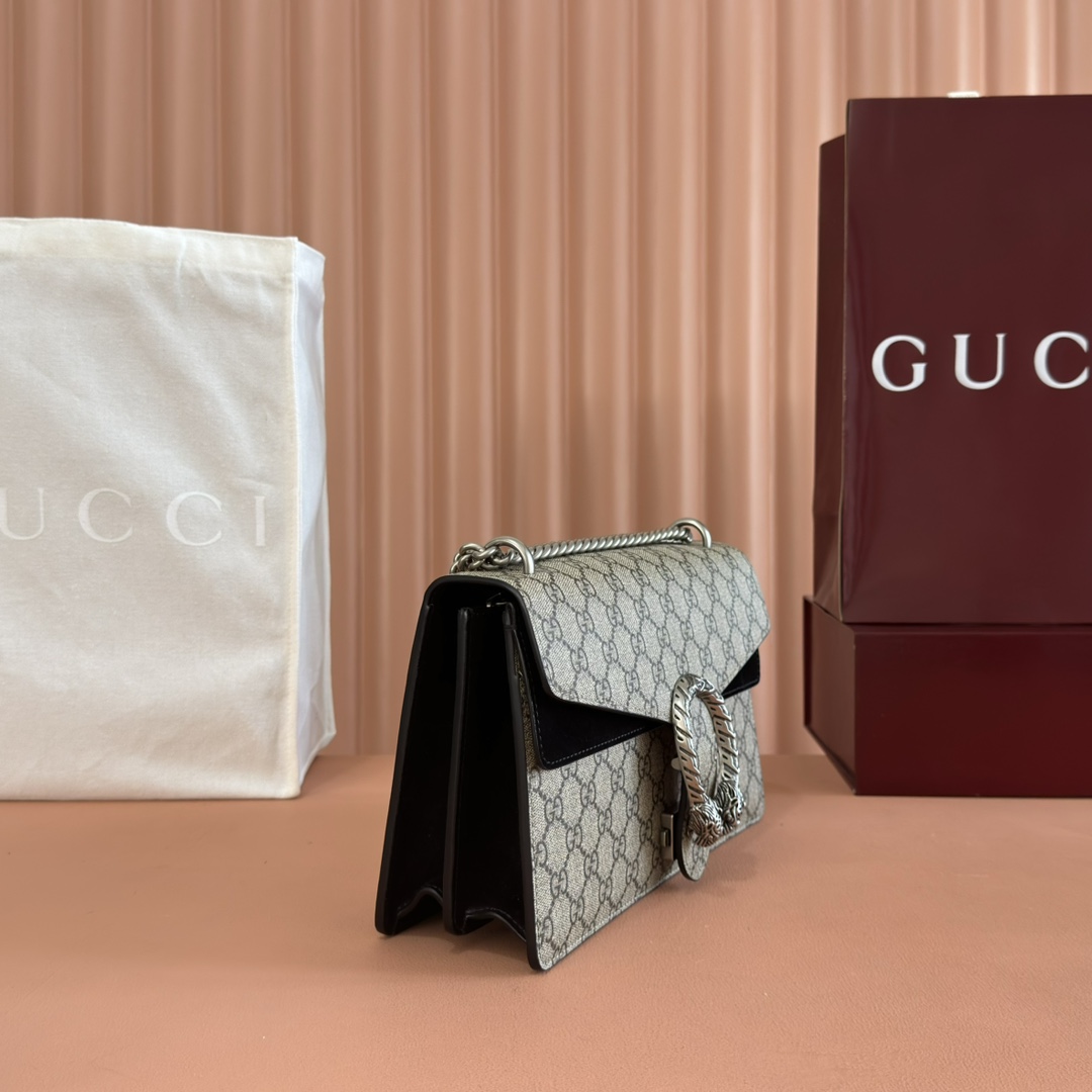 Gucci Dionysus GG Supreme beige ebony with black trim 28 18 9cm shoulder everyday