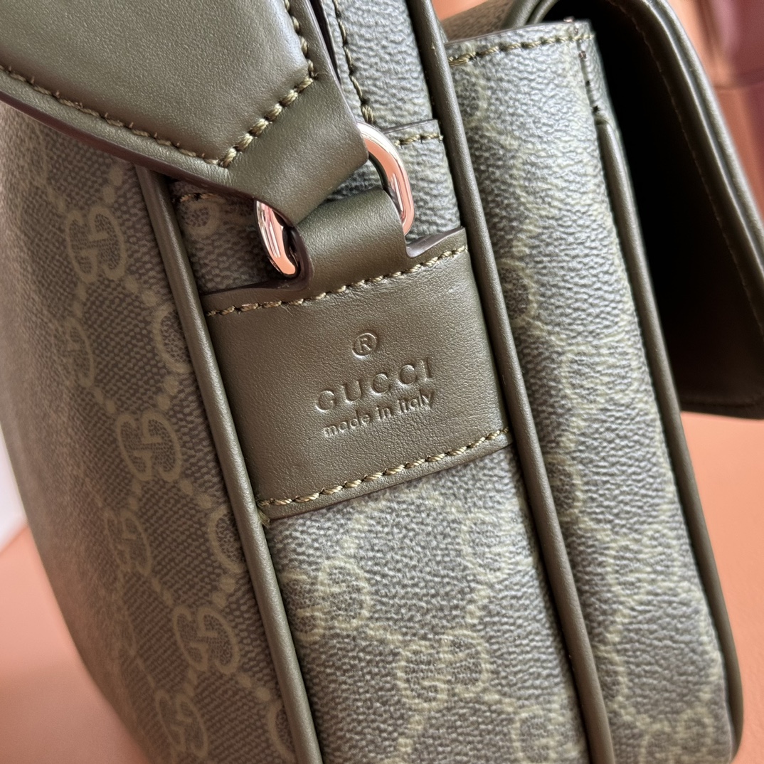 Gucci Small Messenger Bag in Green GG Coated Canvas with Leather Trim 8 i1756977533 1867 8