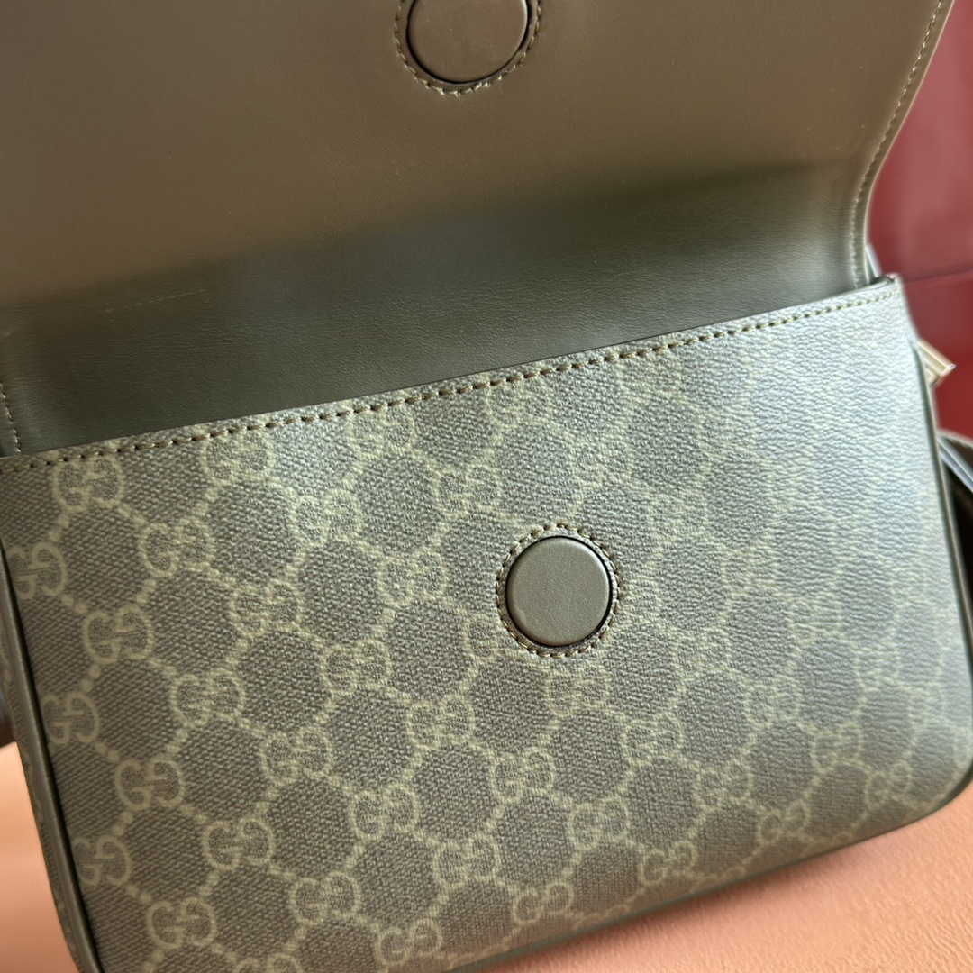 Gucci Small Messenger Bag in Green GG Coated Canvas with Leather Trim 7 i1756977533 2422 2
