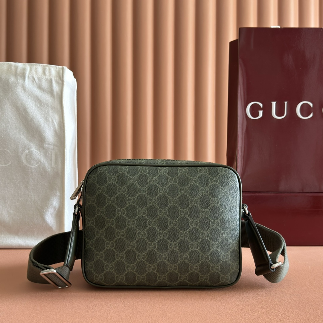Gucci Small Messenger Bag in Green GG Coated Canvas with Leather Trim 3 i1756977533 2651 1